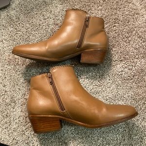 Jack Rogers brown leather scalloped bootie